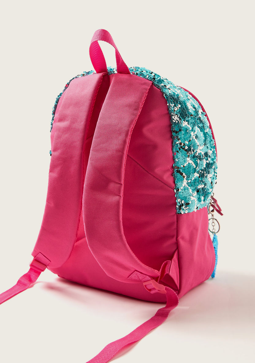 Juniors Mermaid Print 14-inch Backpack with Sequin Detail and Zip Closure-Backpacks-image-3