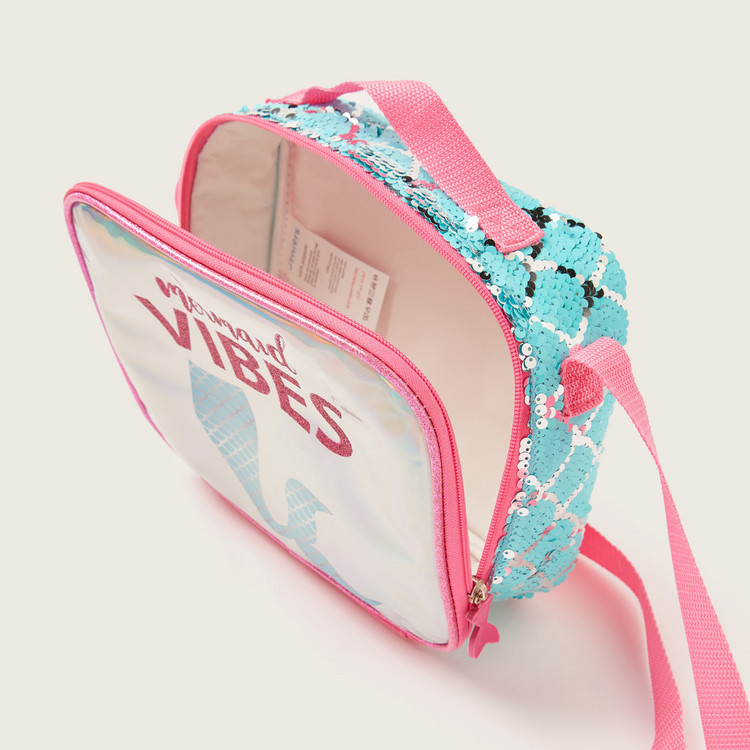 Juniors Embellished Lunch Bag with Adjustable Strap and Zip Closure