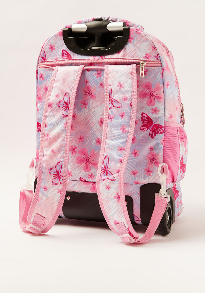 Juniors Butterfly Print 18-inch Trolley Backpack with Keychain-Trolleys-image-3