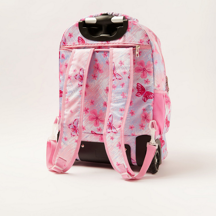 Juniors Butterfly Print 18-inch Trolley Backpack with Keychain