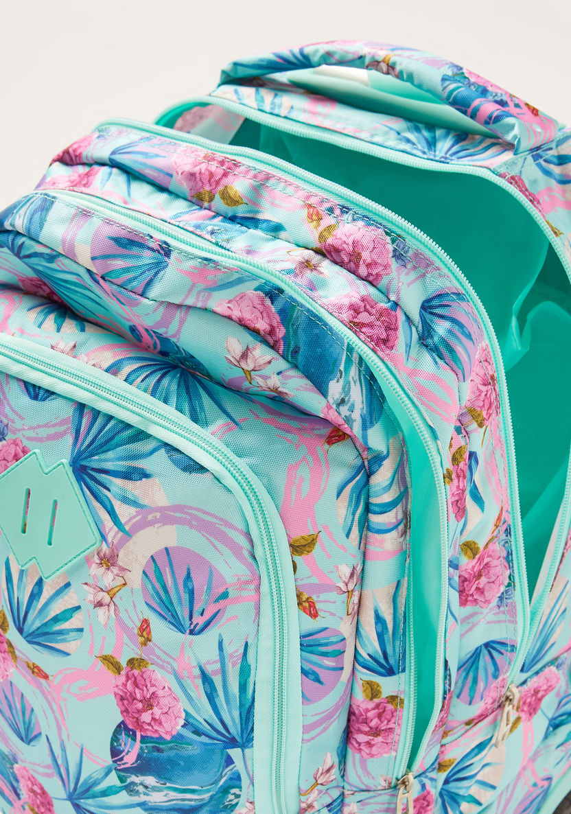 Juniors Tropical Print Trolley Backpack with Retractable Handle - 18 inches-Trolleys-image-5