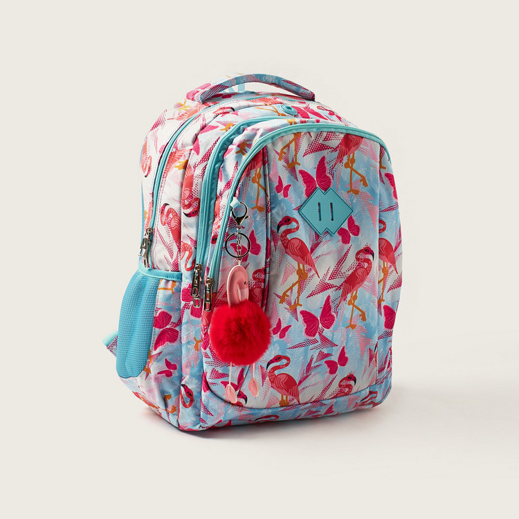 Juniors Printed 16-inch Backpack with Zip Closure and Keychain