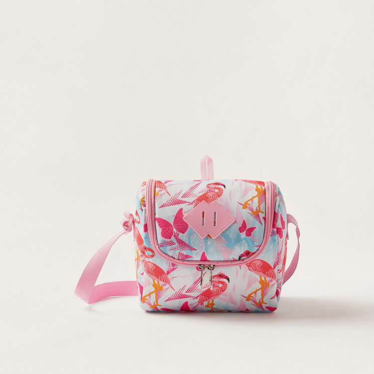 Juniors Printed Lunch Bag with Adjustable Strap and Zip Closure