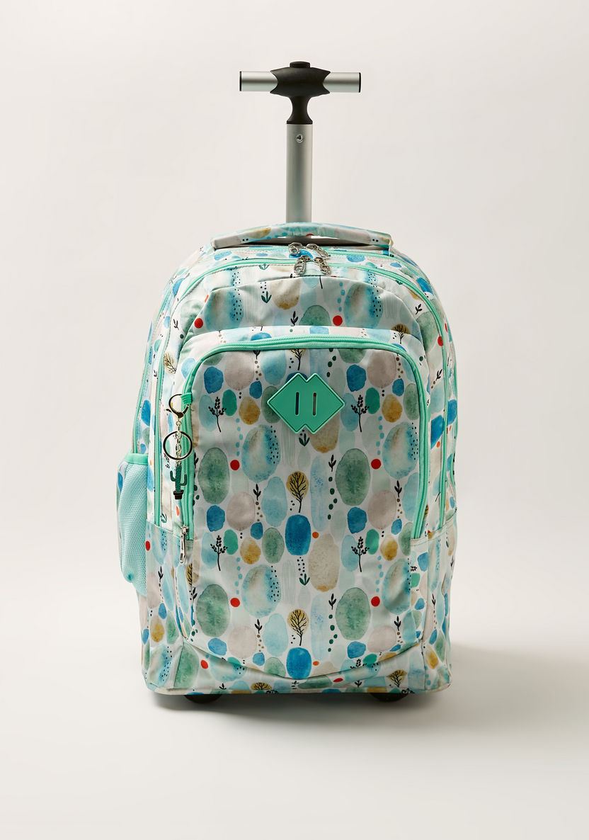 Juniors Forest Print 18-inch Trolley Backpack with Keychain-Trolleys-image-0