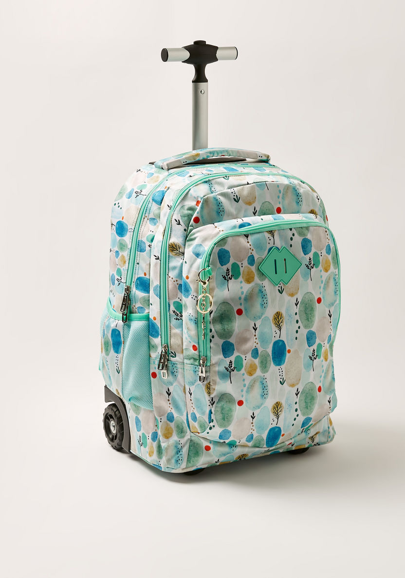 Juniors Forest Print 18-inch Trolley Backpack with Keychain-Trolleys-image-1