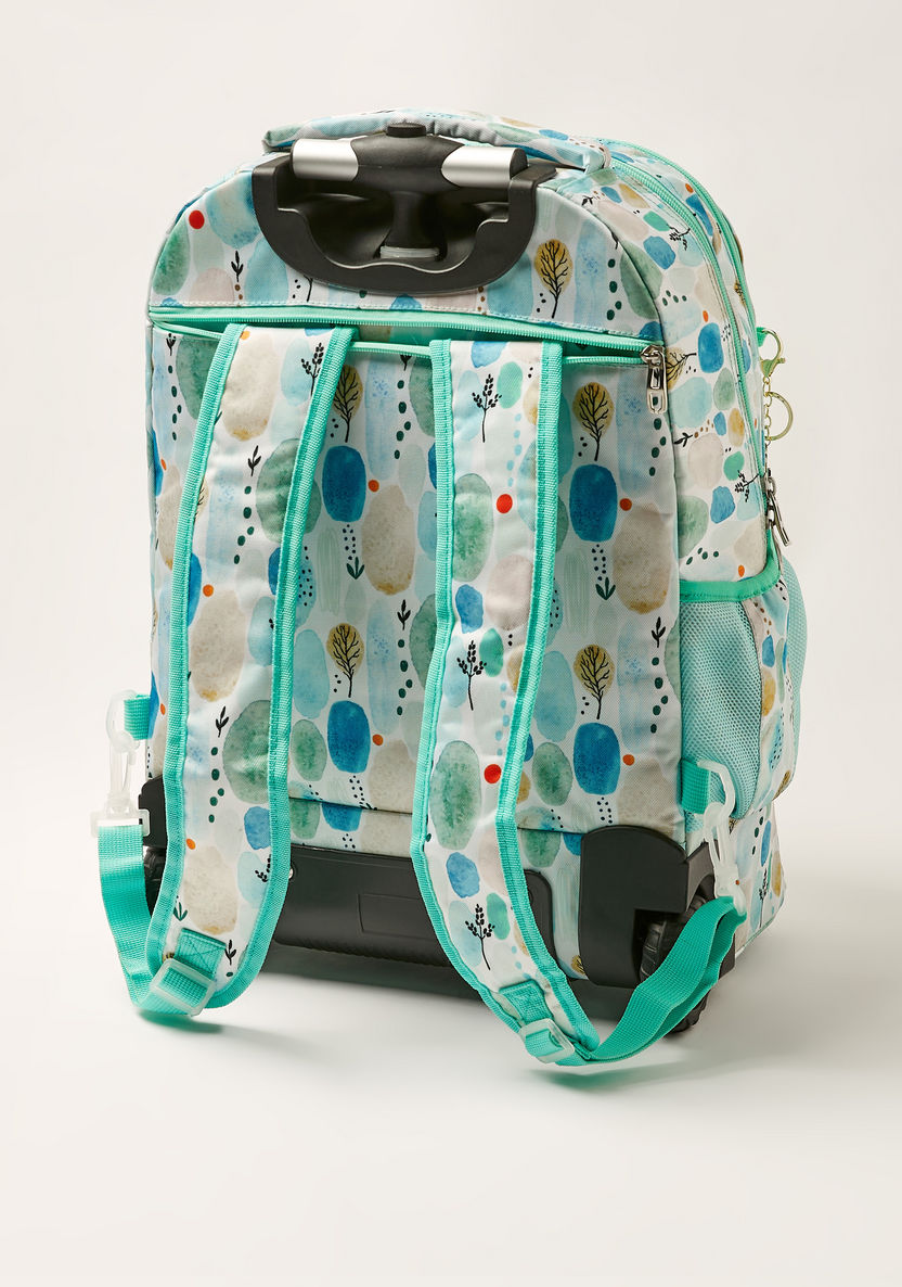 Juniors Forest Print 18-inch Trolley Backpack with Keychain-Trolleys-image-3