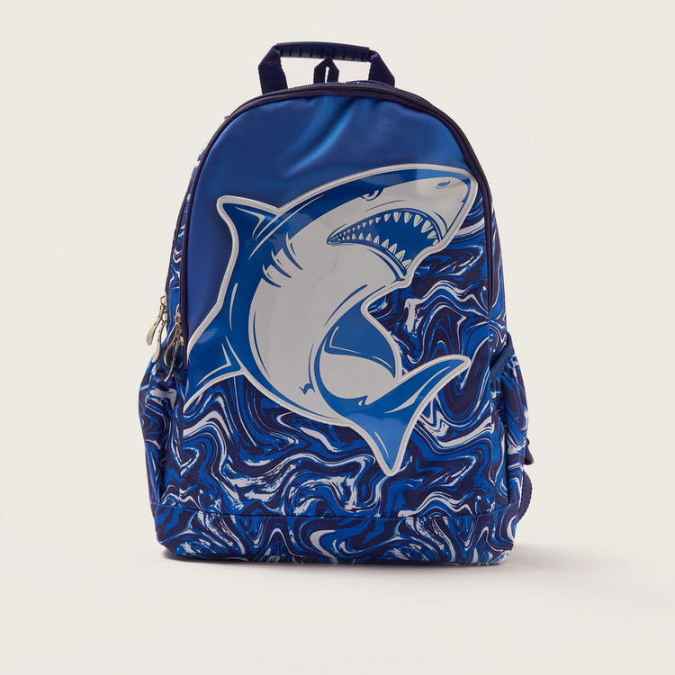 Juniors Shark Print Backpack with Adjustable Shoulder Straps - 18 inches