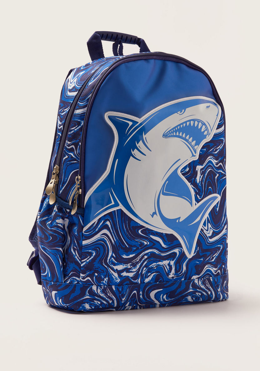 Juniors Shark Print Backpack with Adjustable Shoulder Straps - 18 inches-Backpacks-image-1
