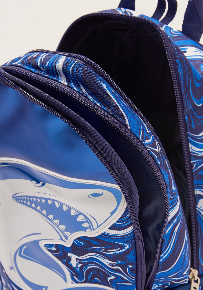 Juniors Shark Print Backpack with Adjustable Shoulder Straps - 18 inches-Backpacks-image-4