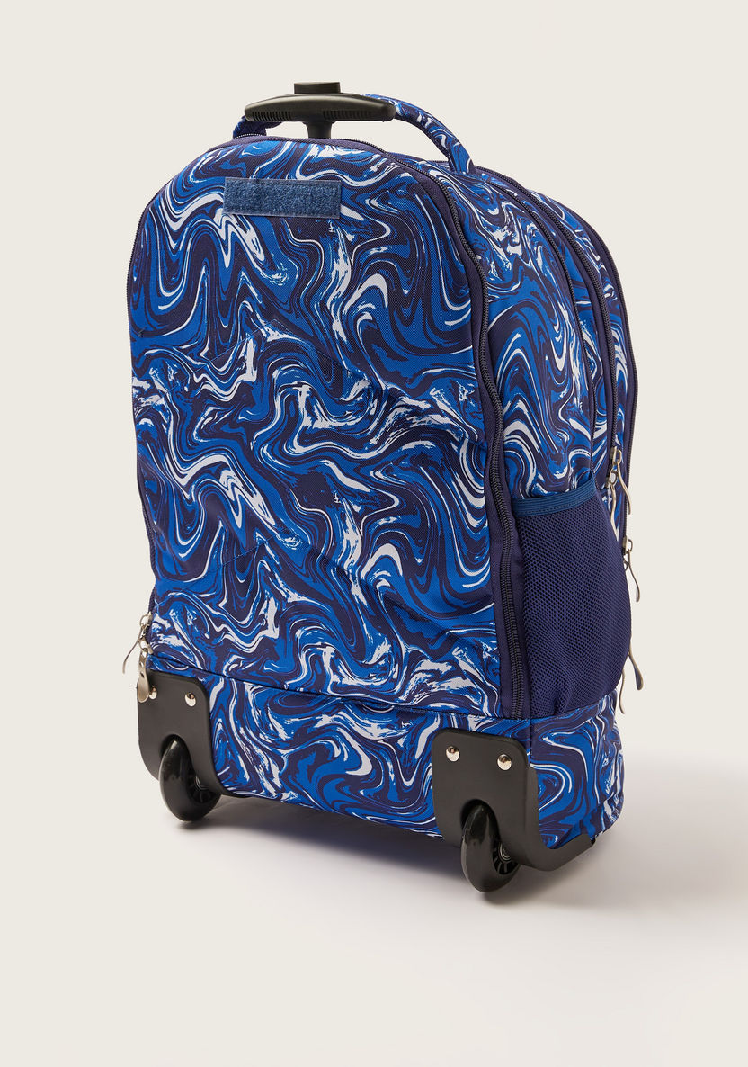 Juniors Shark Print Trolley Backpack with Retractable Handle - 18 inches-Trolleys-image-3