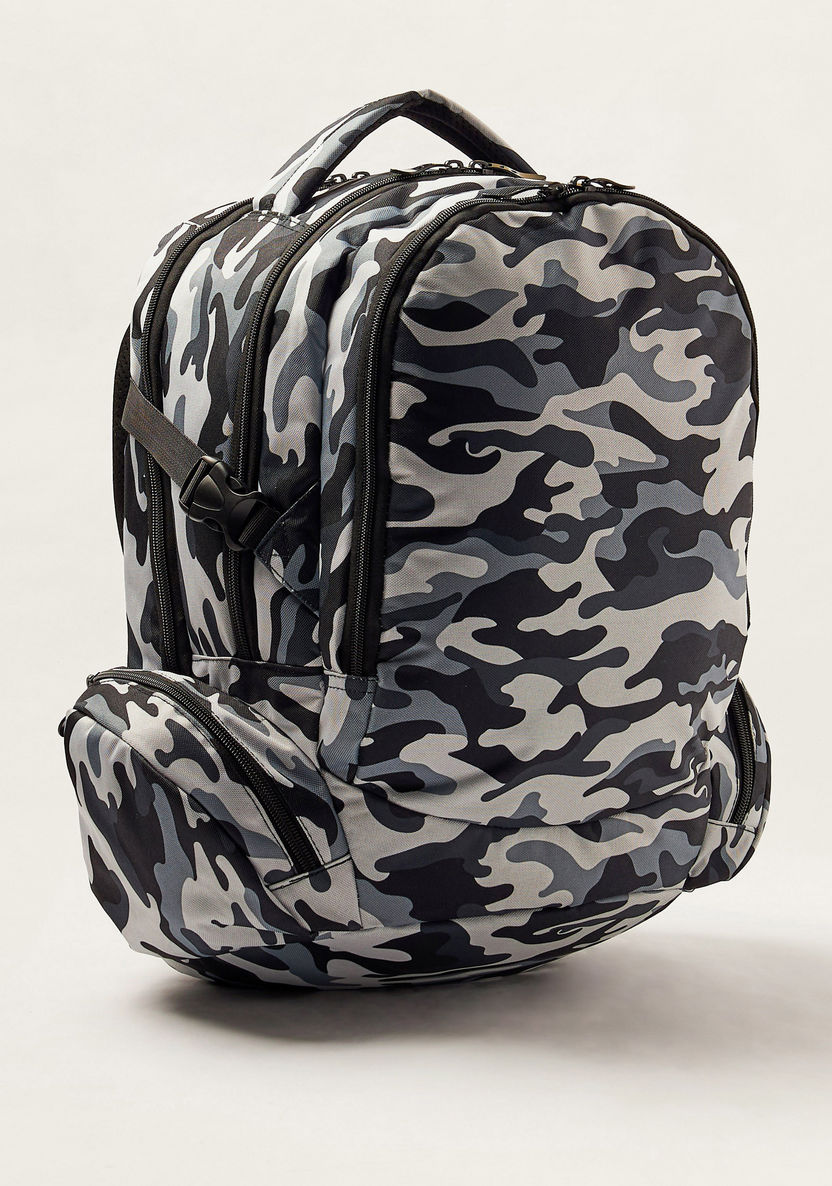 Juniors Camouflage Print 18-inch Backpack with Zip Closure-Backpacks-image-1