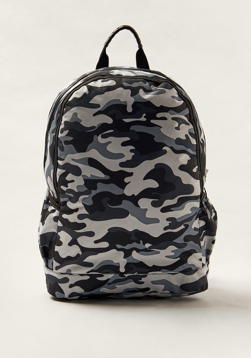Juniors Camouflage Print 16-inch Backpack with Zip Closure-Backpacks-image-0
