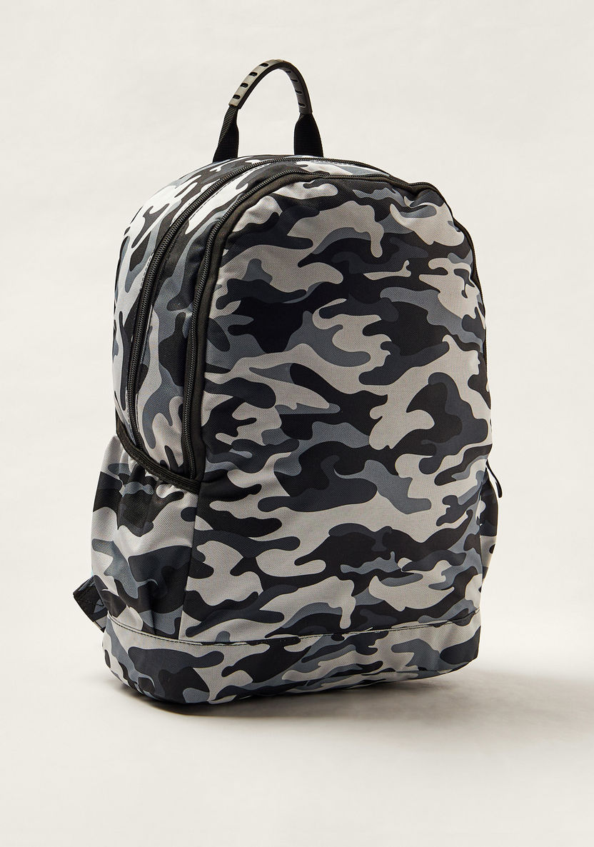 Juniors Camouflage Print 16-inch Backpack with Zip Closure-Backpacks-image-1