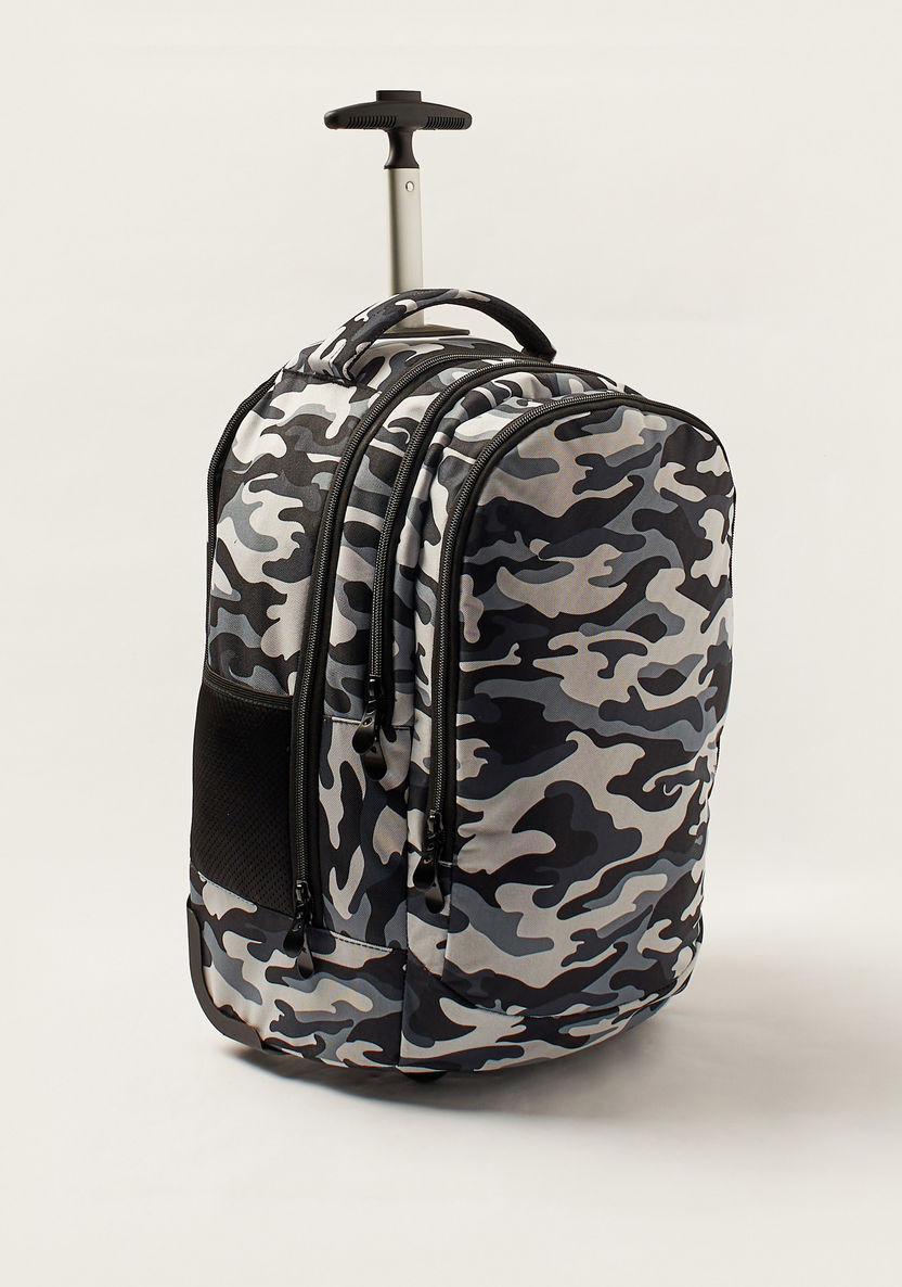 Juniors Camouflage Print 18-inch Trolley Backpack with Retractable Handle-Trolleys-image-1