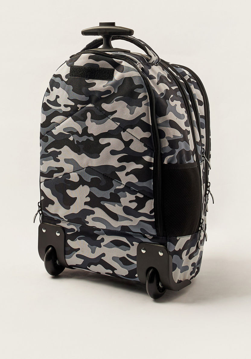 Juniors Camouflage Print 18-inch Trolley Backpack with Retractable Handle-Trolleys-image-4