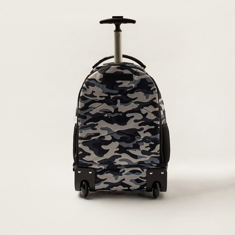 Juniors Camouflage Print 18-inch Trolley Backpack with Retractable Handle