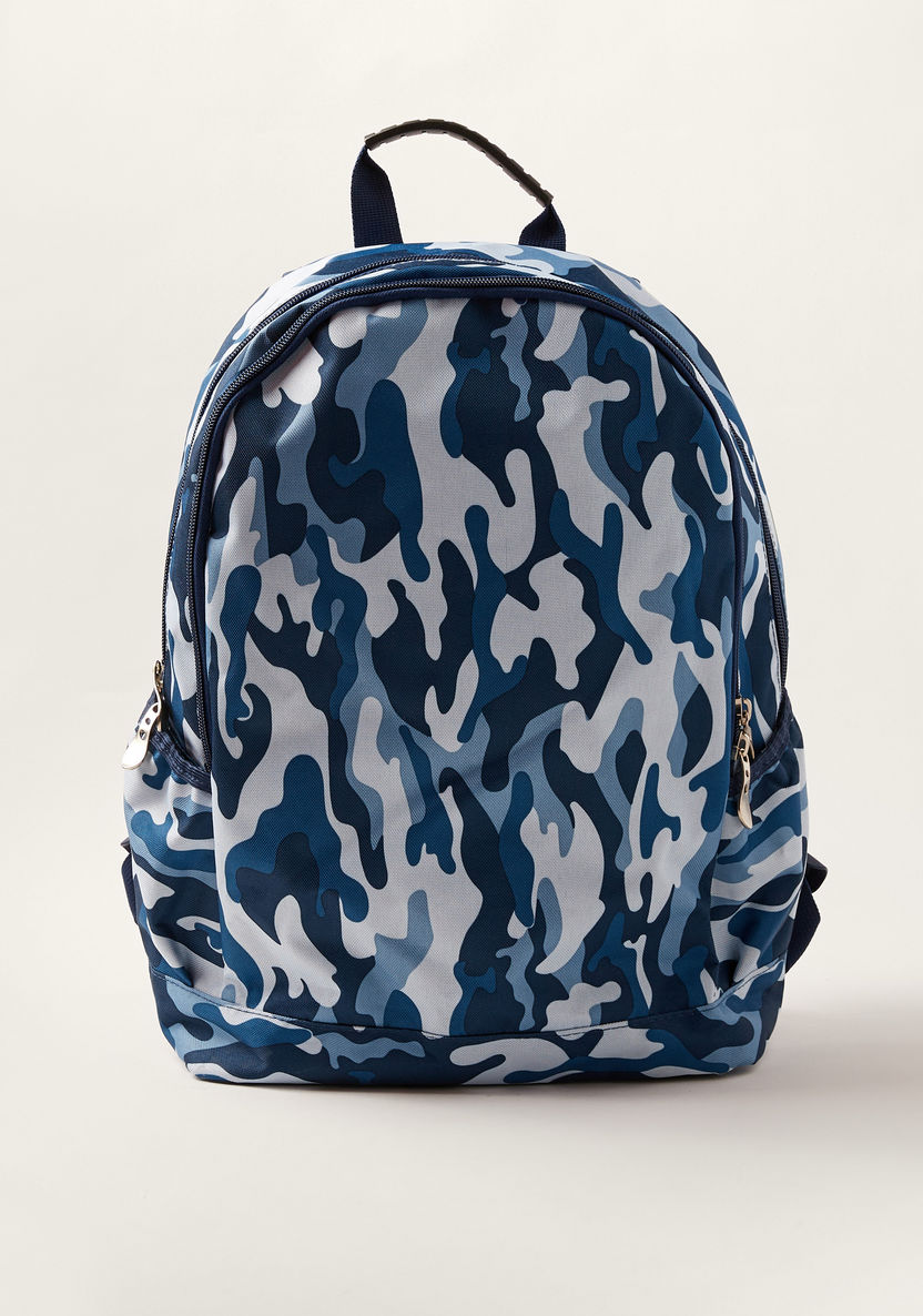 Juniors Camouflage Print 18-inch Backpack with Zip Closure-Backpacks-image-0