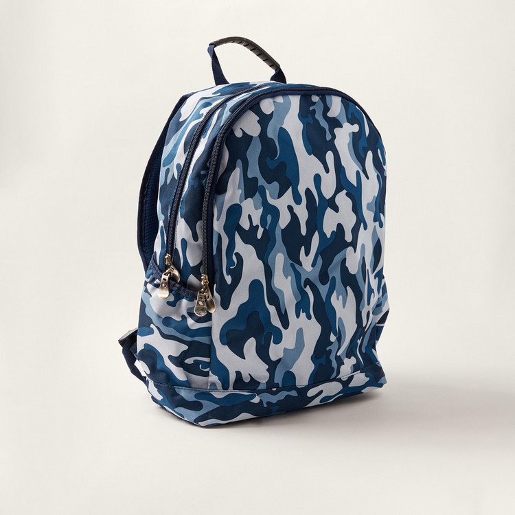 Juniors Camouflage Print 18-inch Backpack with Zip Closure