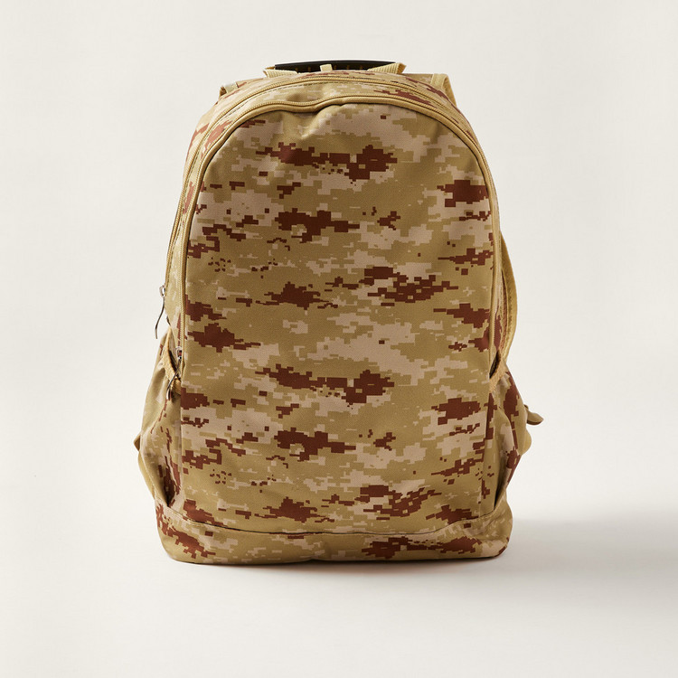 Juniors Camouflage Print Backpack with Zip Closure - 18 inches