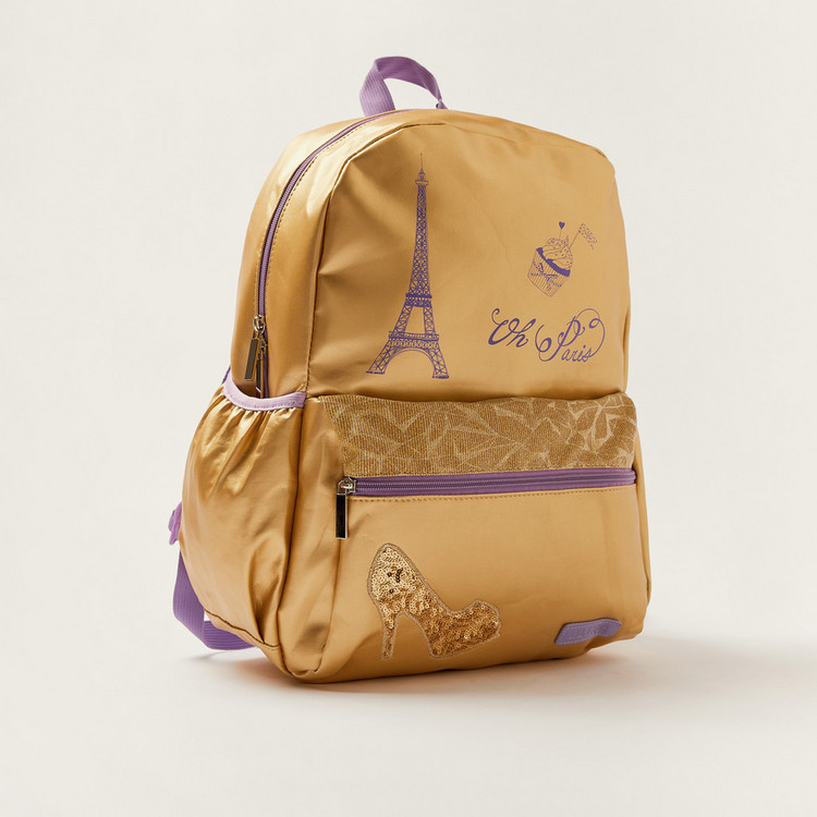 Juniors Paris Print Backpack with Pencil Case - 16 inches