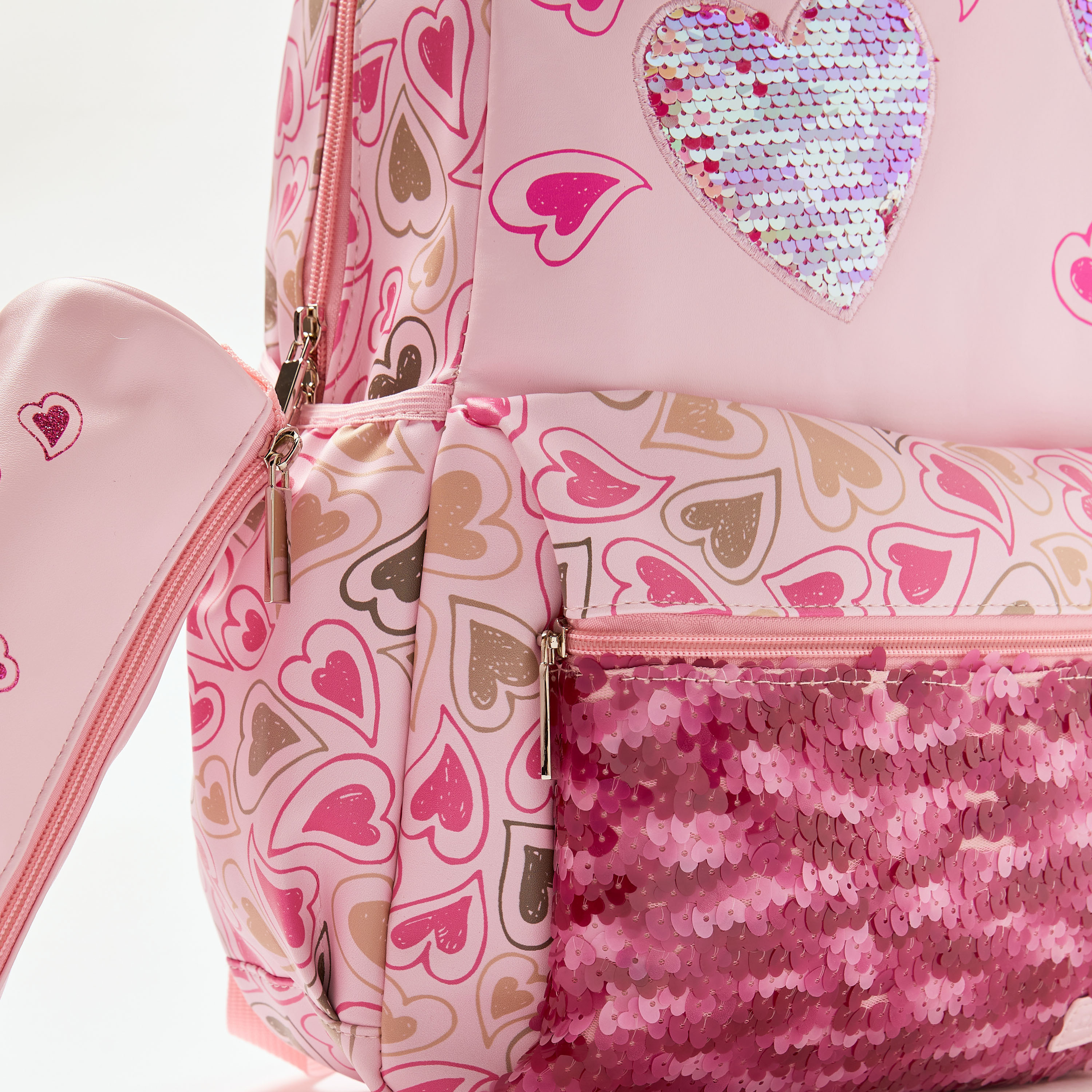 Juniors Heart Print Backpack with Pencil Case - 16 inches-school-bagsandbackpacks-backpacks-image-4
