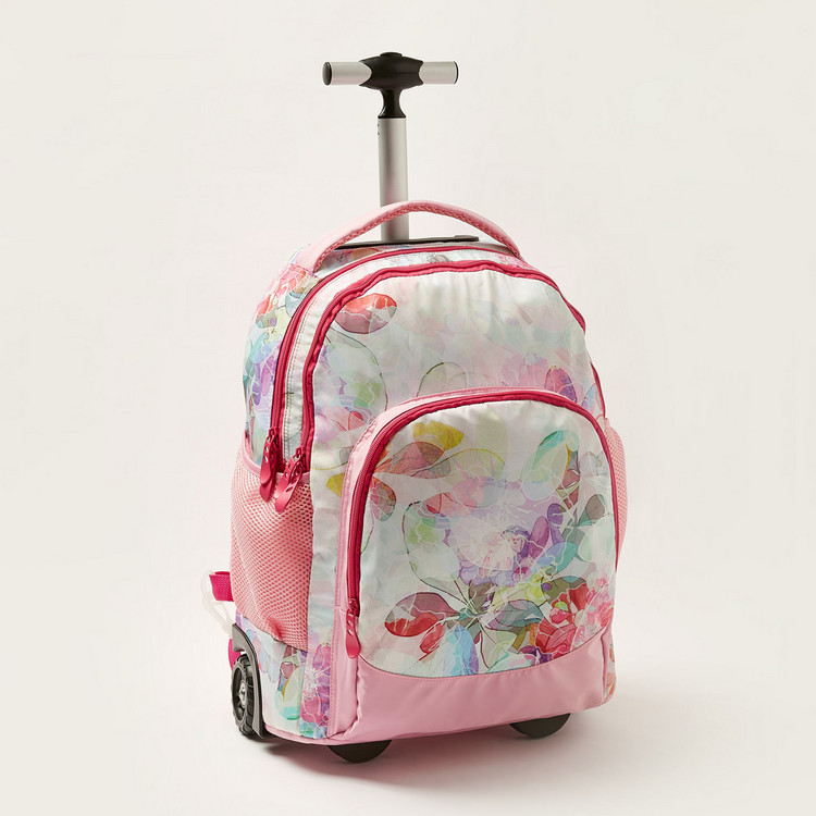 Juniors Printed Trolley Backpack with Retractable Handle - 18 inches