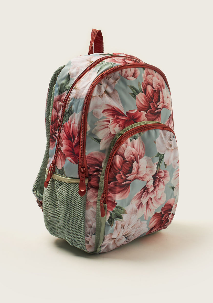 Juniors Floral Print Backpack with Adjustable Shoulder Straps - 18 inches-Backpacks-image-1