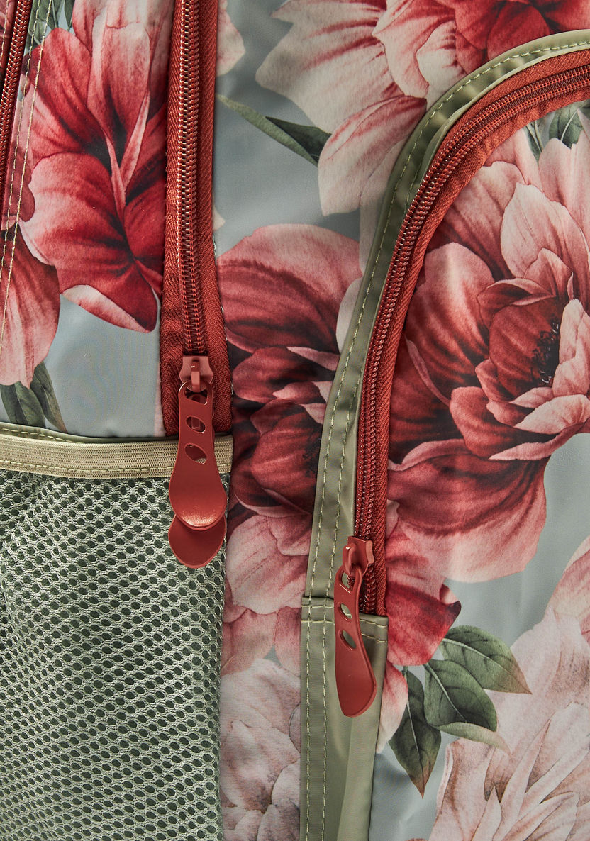 Juniors Floral Print Backpack with Adjustable Shoulder Straps - 18 inches-Backpacks-image-2
