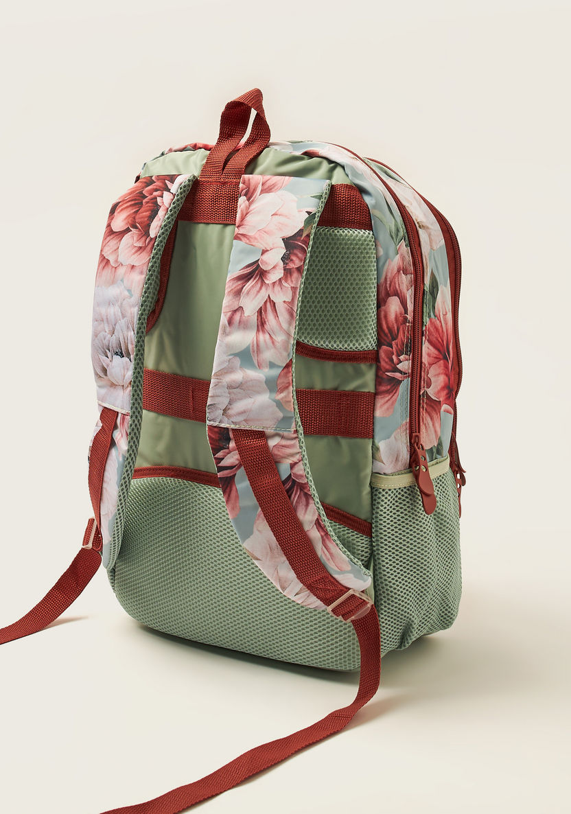 Juniors Floral Print Backpack with Adjustable Shoulder Straps - 18 inches-Backpacks-image-3