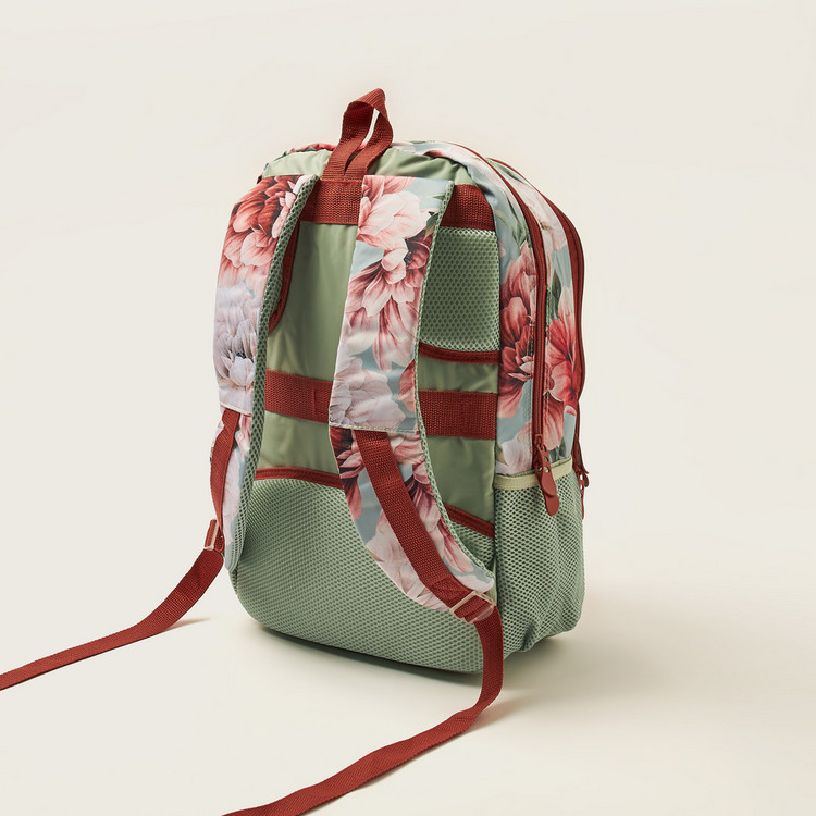 Juniors Floral Print Backpack with Adjustable Shoulder Straps - 18 inches