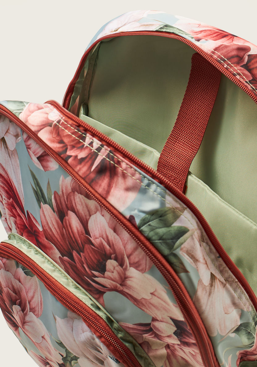 Juniors Floral Print Backpack with Adjustable Shoulder Straps - 18 inches-Backpacks-image-4