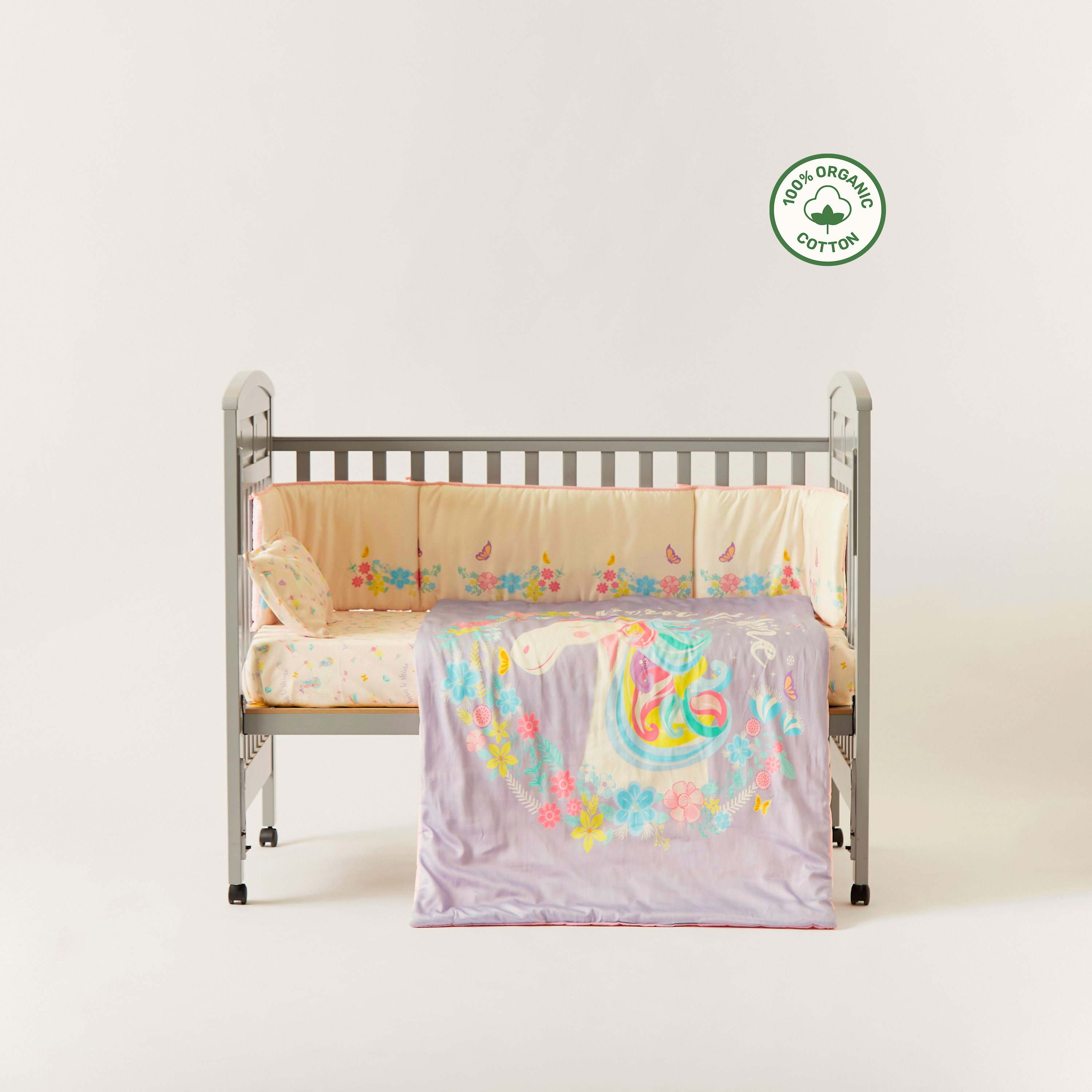 Fancy Fluff Unicorn Print 4-Piece Organic Bedding Set-baby-nursery-babybedding-image-1