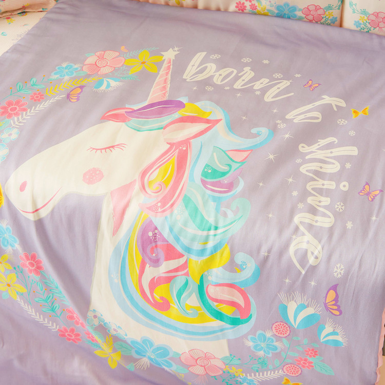 Fancy Fluff Unicorn Print 4-Piece Organic Bedding Set