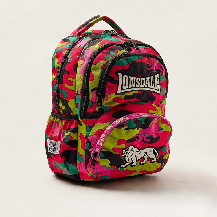 Lonsdale Printed Backpack with Zip Closure - 18 inches