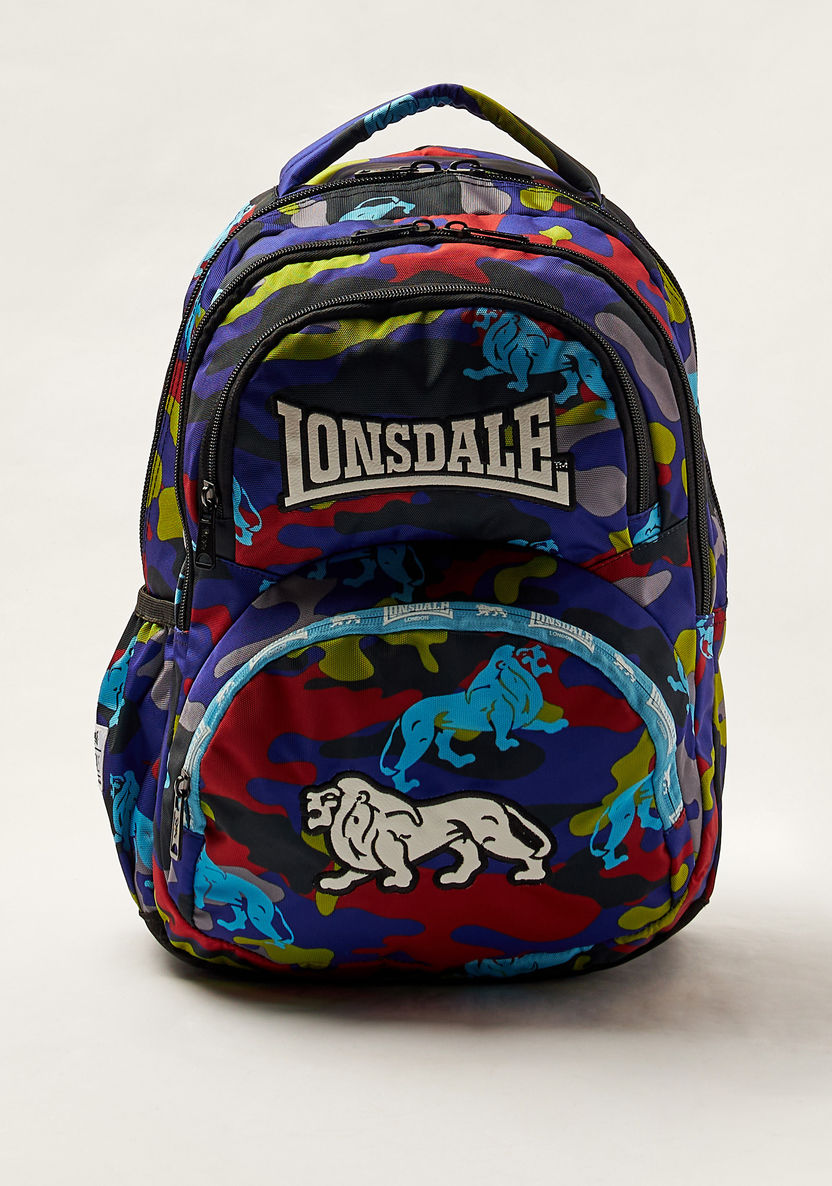 Lonsdale Printed Backpack with Zip Closure - 18 inches-Backpacks-image-0