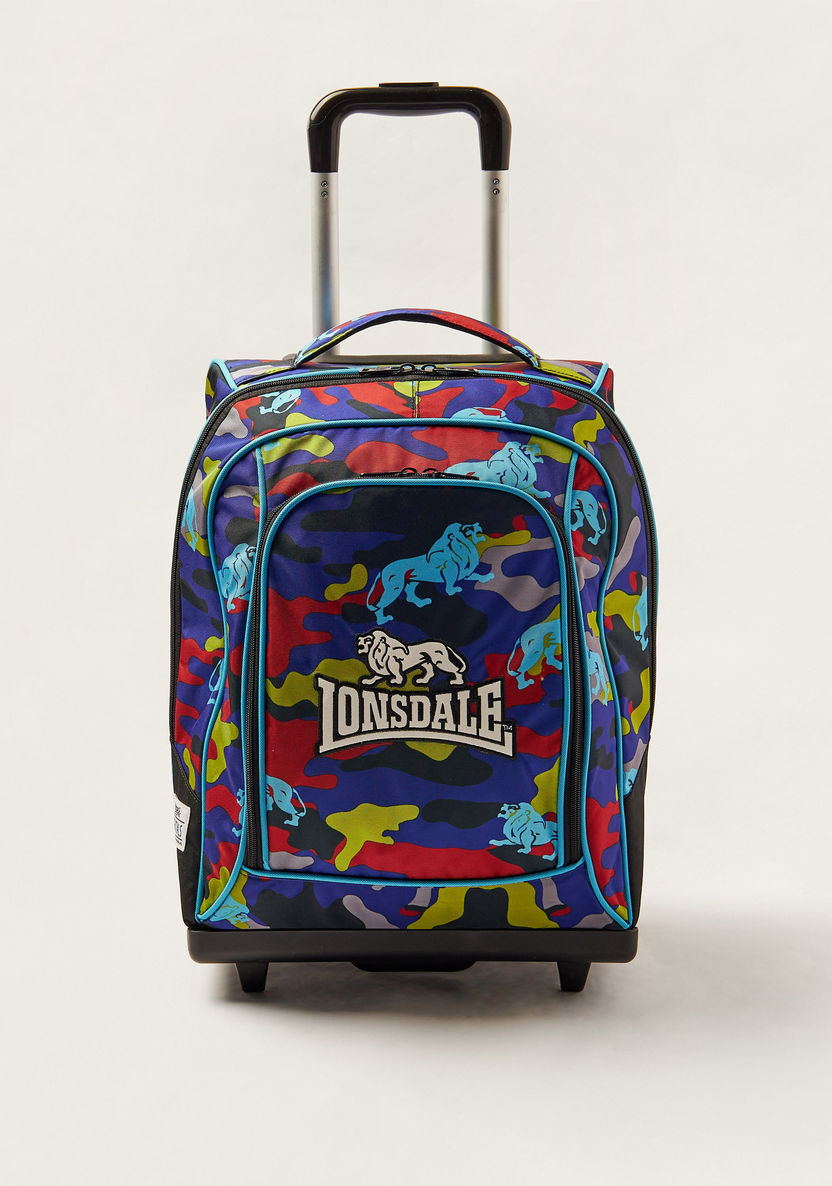 Lonsdale Printed Trolley Backpack with Zip Closure-Trolleys-image-0