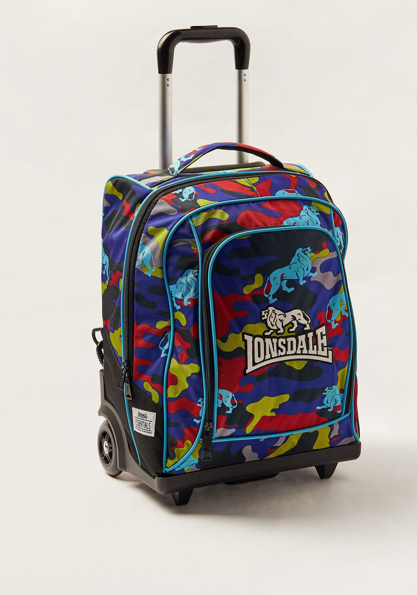 Lonsdale Printed Trolley Backpack with Zip Closure-Trolleys-image-1