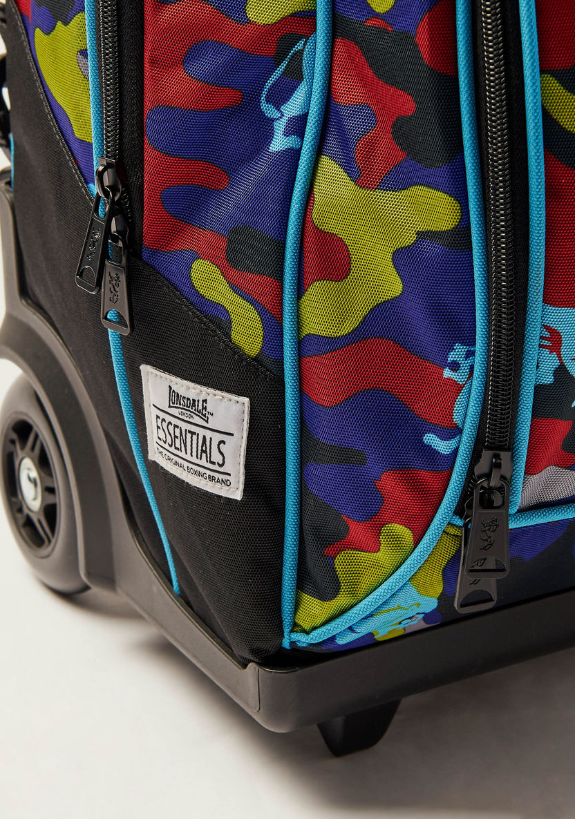 Lonsdale Printed Trolley Backpack with Zip Closure-Trolleys-image-2