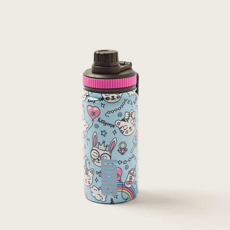 SHOUT Printed Water Bottle with Flip Lid - 630 ml