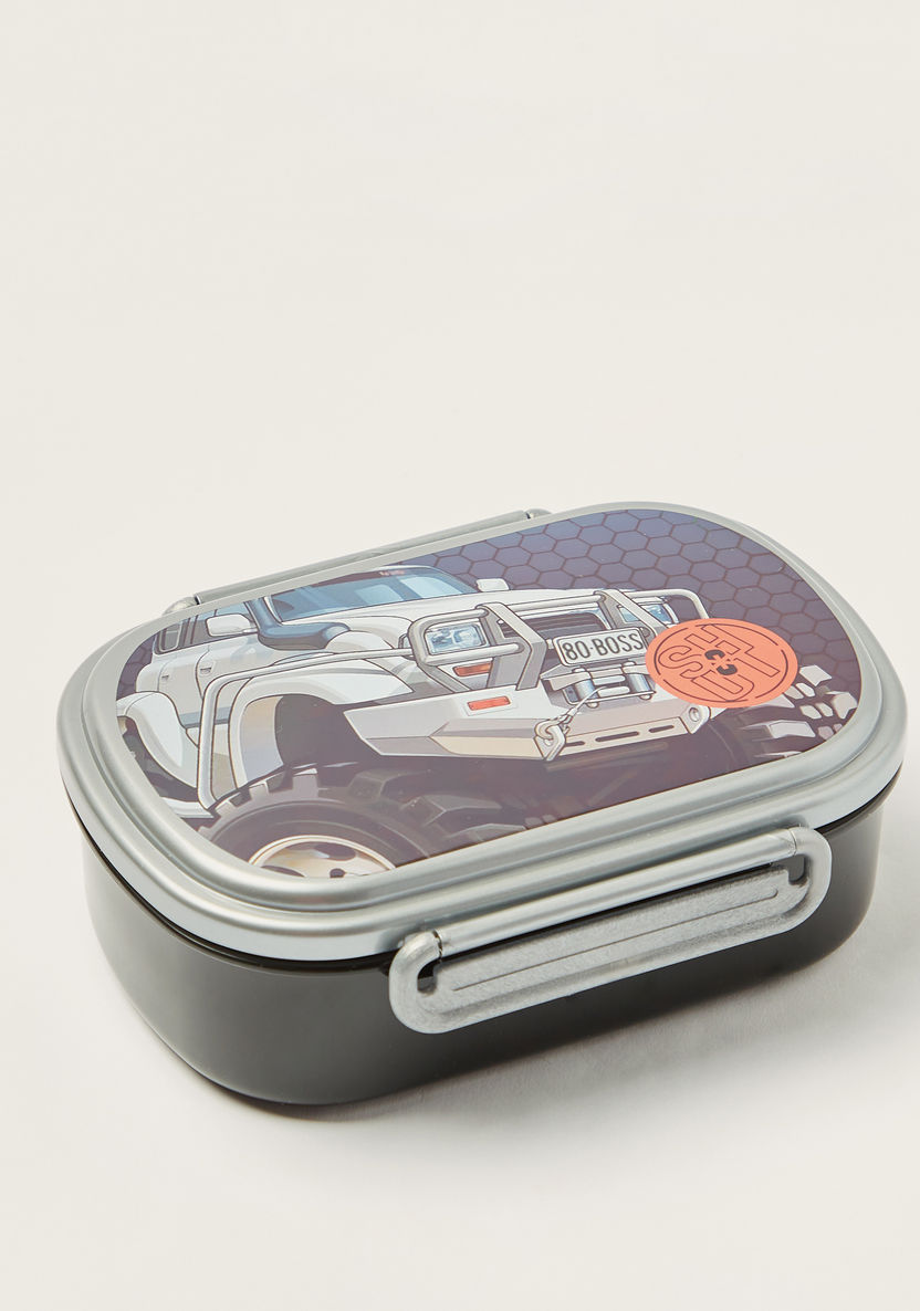 SHOUT Car Print 2-Partition Lunch Box with Clip Lock Closure-Lunch Boxes-image-1