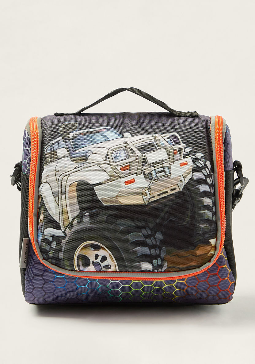 SHOUT Car Print Lunch Bag with Detachable Strap and Zip Closure-Lunch Bags-image-0