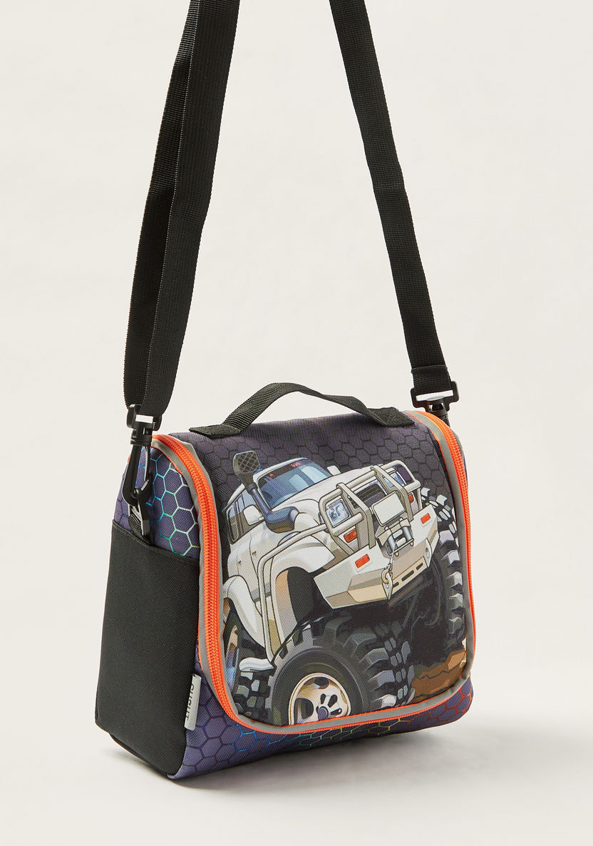 SHOUT Car Print Lunch Bag with Detachable Strap and Zip Closure-Lunch Bags-image-1