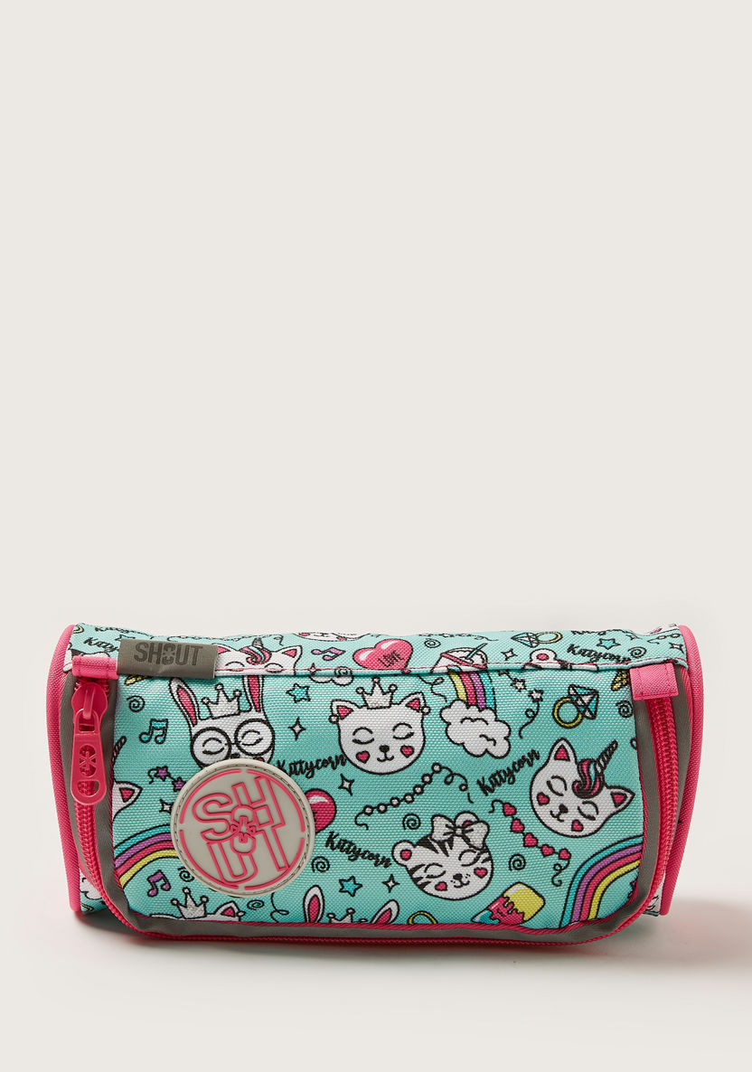SHOUT Printed Pencil Case with Zip Closure-Pencil Cases-image-0