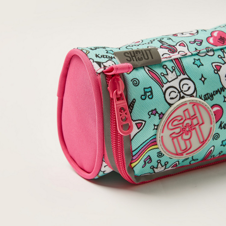 SHOUT Printed Pencil Case with Zip Closure