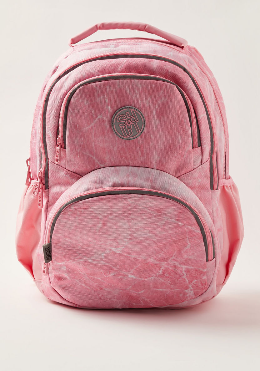 SHOUT Marble Print 18-inch Backpack with Zip Closure-Backpacks-image-0