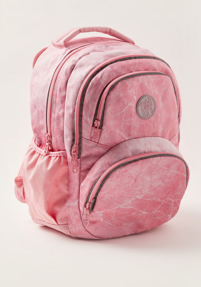 SHOUT Marble Print 18-inch Backpack with Zip Closure-Backpacks-image-1