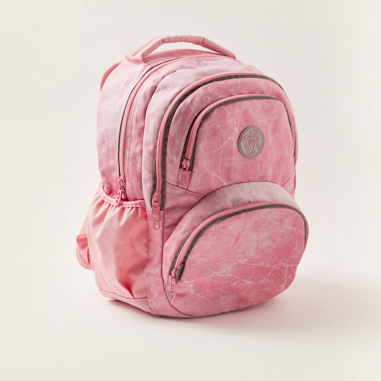 SHOUT Marble Print 18-inch Backpack with Zip Closure
