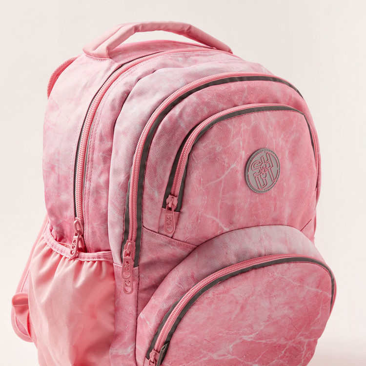 SHOUT Marble Print 18-inch Backpack with Zip Closure