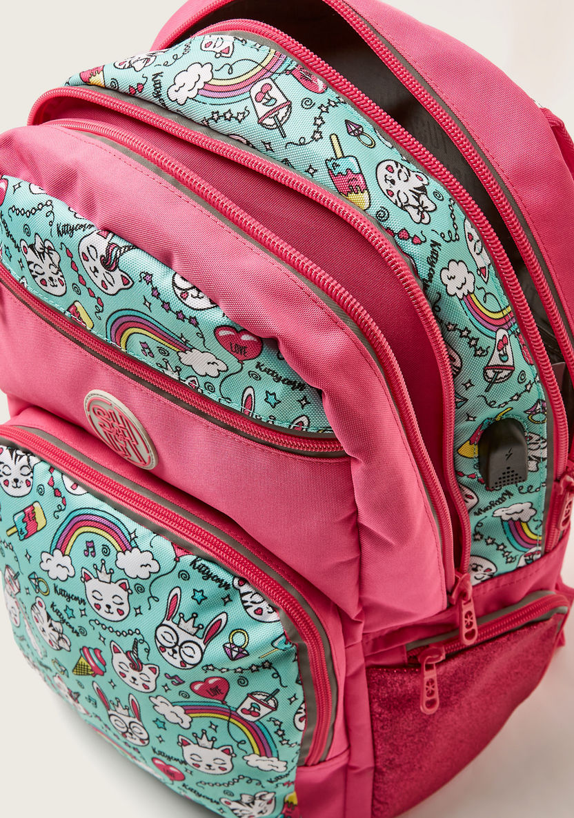 SHOUT Printed Backpack with Adjustable Shoulder Straps and Zip Closure - 18 inches-Backpacks-image-4