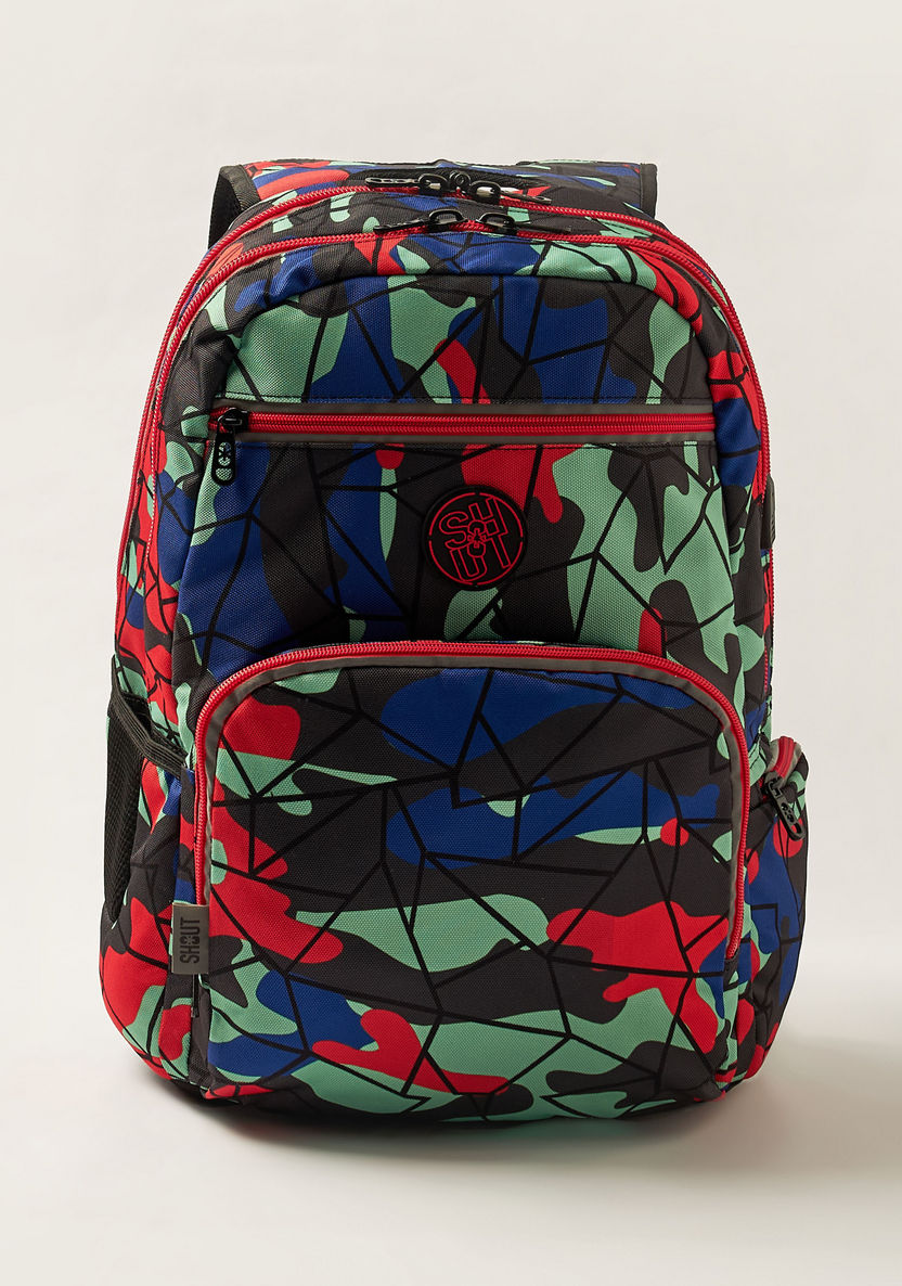 SHOUT Camouflage Print 18-inch Backpack with Zip Closure-Backpacks-image-0
